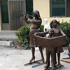 popular crafts casting bronze sculpture boy and girl singing